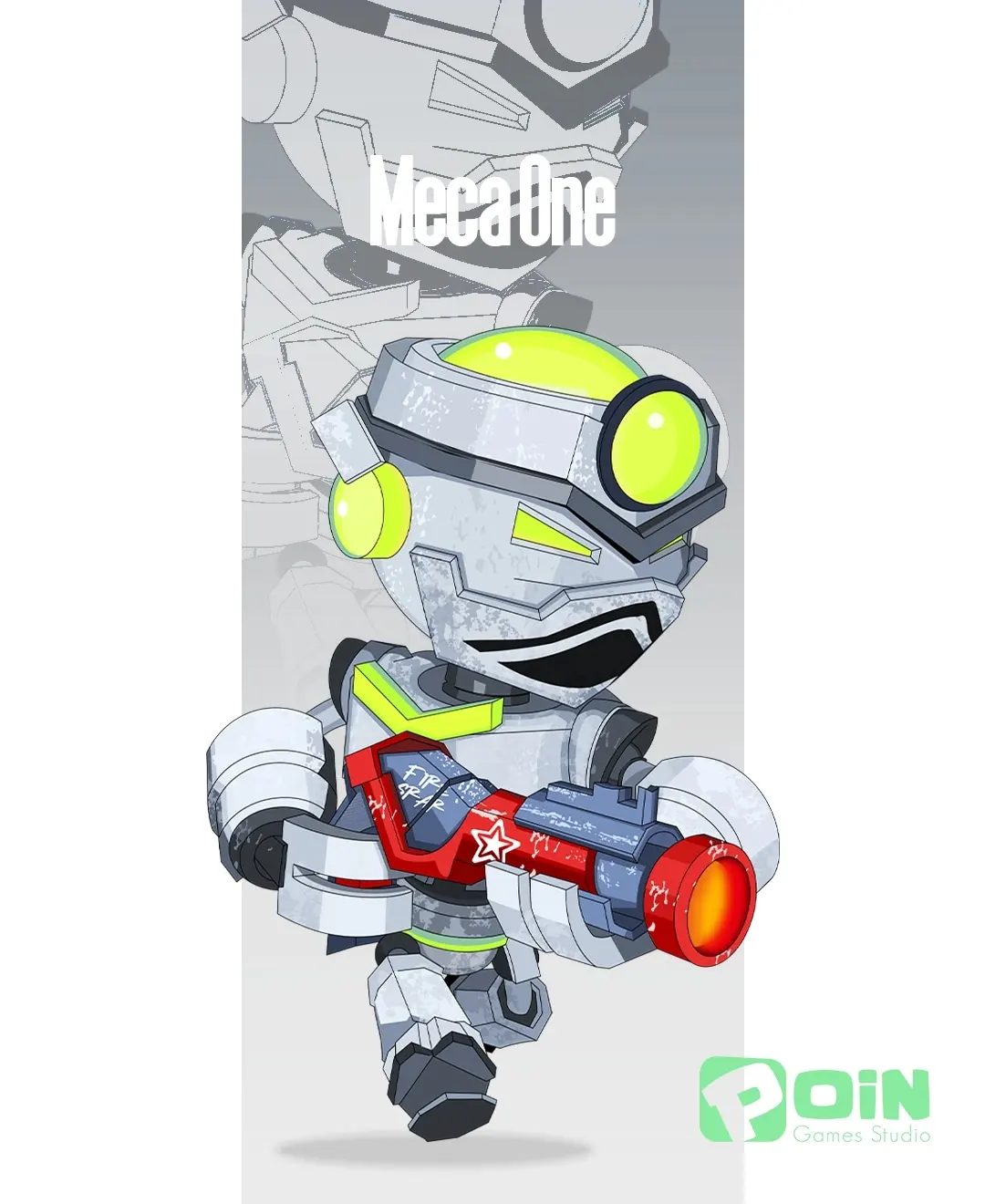 Meca One, o primeiro robô que foi criado no jogo, que também se tornou nosso mascote. 